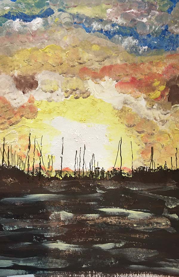 'Lymington River at sunset' by Yvonne Paddy of Lymington u3a