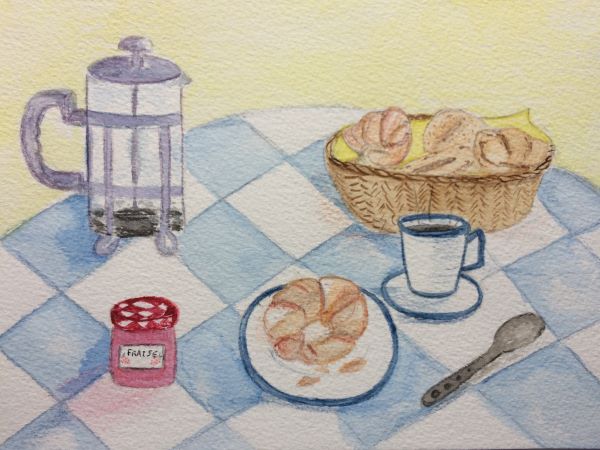 'Coffee and Croissants' by Brigitte Holland, Sandbach u3a
