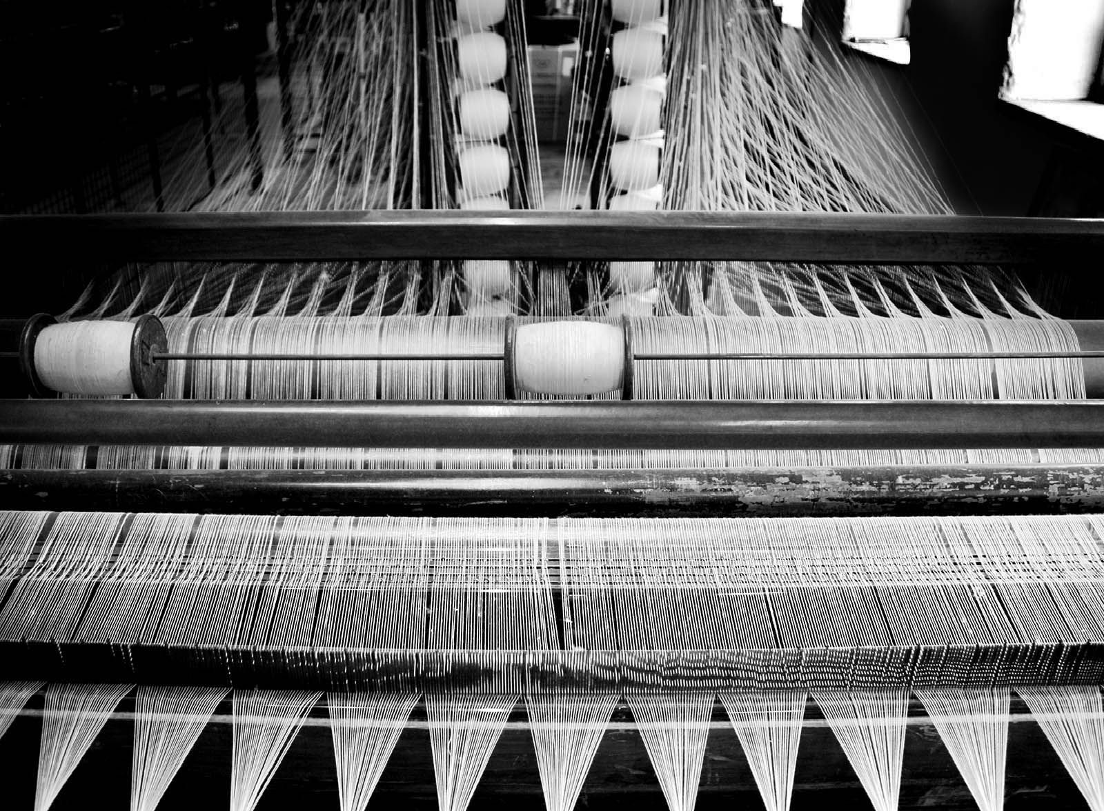 black and white photo of a loom 